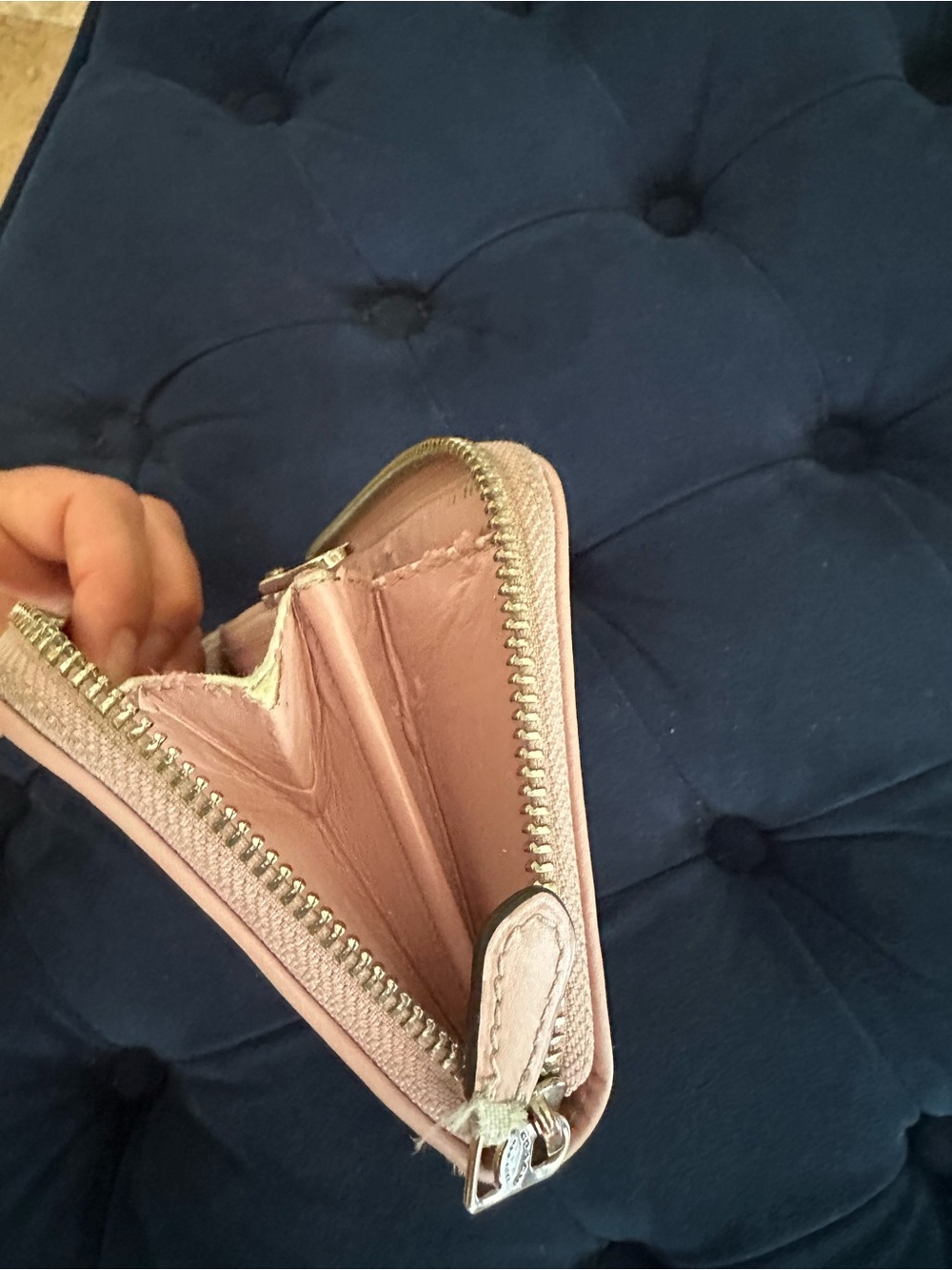 Coach Tan Signature Canvas Wallet with Pink Trim - Picture 2 of 10